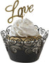 Cupcake Wrappers, KPOSIYA 100 Pack Cupcake Wraps Filigree Artistic Bake Cake Paper Cup Little Vine Laser Cut Liner Baking Cups Muffin Case Trays f...