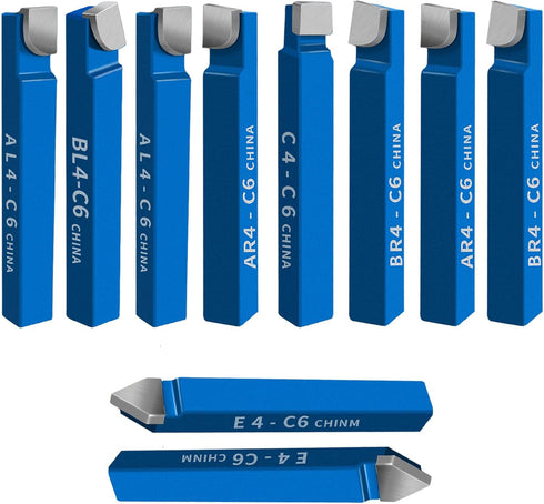 10PCS 1/4" Metal Lathe Cutting Tools,C-6 Carbide Tip Cutter Tool Bit Cutting Set,Milling Welding Bit Lathe Cutting Tool Kit...