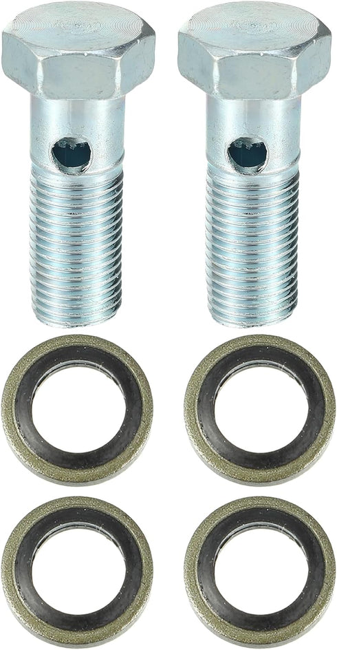 X AUTOHAUX 2 Set Universal Auto Banjo Bolt Brake Fitting Adapter Kit M12 x 1.25 Brake Line Thread Bolt with Washers...