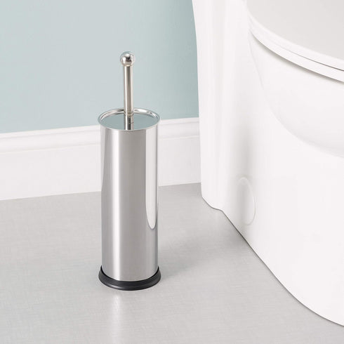 Home Basics Polished Stainless Steel Toilet Brush with Holder and Canister Stand...