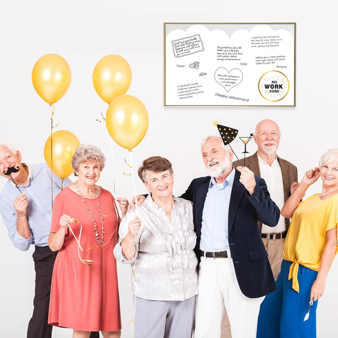 WATINC Retirement Party Jumbo Greeting Card Decorations, Official Congrats Retired Message Greeting Card Guest Book Farewell Party Supplies, Signa...