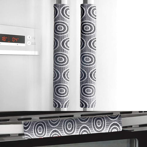 OUGAR8 Handmade Refrigerator Door Handle Cover-Catches Drips,Dust,Smudges and Fingerprints Leaving for Fridge Microwave Oven Handle Covers Home Kitchen Appliances Decoration (3pcs, Circle)