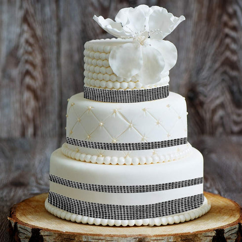 BTSD-home 20Yards Rhinestone Diamond Ribbon Roll for Wedding Cakes, Birthday Decorations, Baby Shower Events, Arts and Crafts Projects 2 Rolls (Bl...