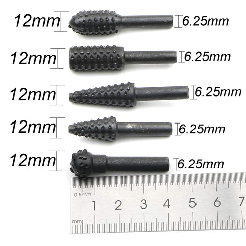 JIUWU 10pcs Black 6.35mm Shank Twist Rotary Burr Drill Bits Wood Carving File Rasp Die Grinder DIY Woodworking Chisel Rotating Embossed Grinding H...