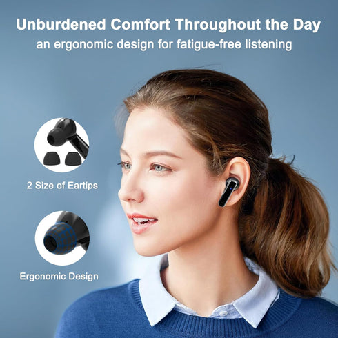 Wireless Earbuds, True Wireless Bluetooth 5.3 Earbuds with Charging Case, Stereo Bluetooth Headphones with Microphone for iPhone Android Smart Cel...