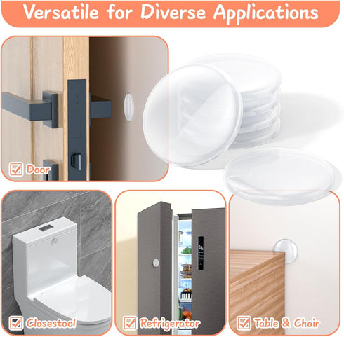 Door Stoppers for Wall 2’’, 6 pcs Door Knob Wall Protector-Soft and Clear, Strong Self-Adhesive, Protect Your Walls from Damage and Noise, More Su...