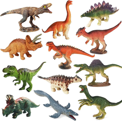 RUSON 12 Pcs Mini Dinosaur Animals Figures Toys, Realistic Dinosaur Playset Figurines Cake Topper Toy Set Christmas Birthday Easter Egg Gift Party...
