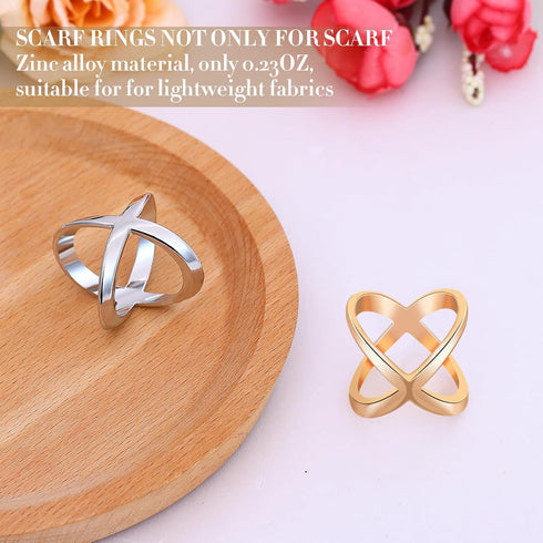 Medium size Scarf Ring?Scarf clip for women’s shawl, Silk Neckerchief, Tshirt,Coat belt buckle,gold/sivler,2Pcs...