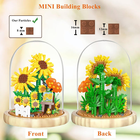 Flowers Bouquet Building Blocks Set,Mini Bricks Artificial Flower Set,DIY Sunflower Botanical Collection,Bonsai Tree Friends Set,Valentine's Anniv...