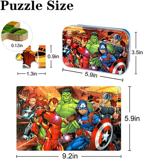 Generic NEILDEN Puzzles for Kids Ages 4-6 Children Puzzles Preschool 60 Piece Puzzle in Metal Box (Heros)...