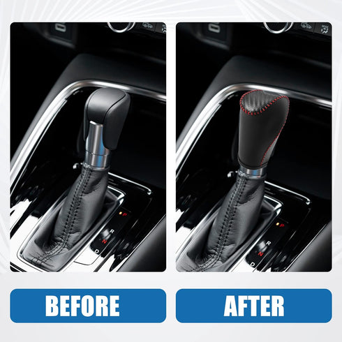 Gear Shifting Knob Cover Automatic Transmission Lever Trim for Jeep Cherokee 2014-2021 PU Leather Carbon Fiber Pattern Black Red...