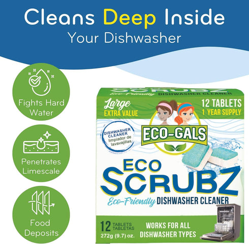 Dishwasher Cleaner, Heavy Duty, Septic Safe, Removal of Odors, Limescale, Smell, Grime, and Calcium - 12 Tablets - 12 Month Supply - Unscented...