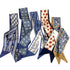 Retro small silk scarf girl heart spring and summer narrow ribbon headband headband bag decoration long scarf headdress (blue hair band 5pcs)...