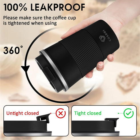 12 oz Stainless Steel Vacuum Insulated Tumbler - Coffee Travel Mug Spill Proof with Lid - Thermos Cup for Keep Hot/Ice Coffee,Tea and Beer (3rd Bl...