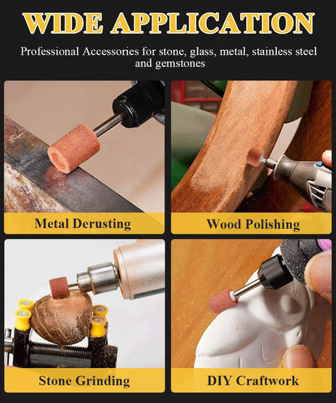 Sanding Bits for Dremel Rotary Tool, Grinding Stone Sanding Drill Bits with 1/8" Shank, Aluminium Oxide Tough Enough to Metal Rust Removal/Smoothi...