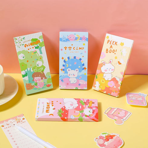 4 Pack Cute Sticky Notes Set, 240 Sheets/Pad Kawaii Self-Stick Note Pads Cartoon Series Sticky Notes Memo Pads for Teacher Students Gifts School O...