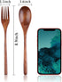 6 Pieces Wooden Spoons and Forks, 9" Korean Style Wooden Tableware, Kitchen Flatware for Food, Desserts, Soup, Salad, Fruit, Wood Cutlery for Trav...