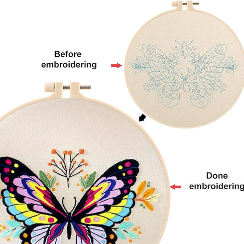 Tolovis Animal Butterfly Embroidery Kits for Beginners with Floral Patterns Pattern, Easy DIY Craft Punch Needle Starter Cross Stitch Kit DIY Need...