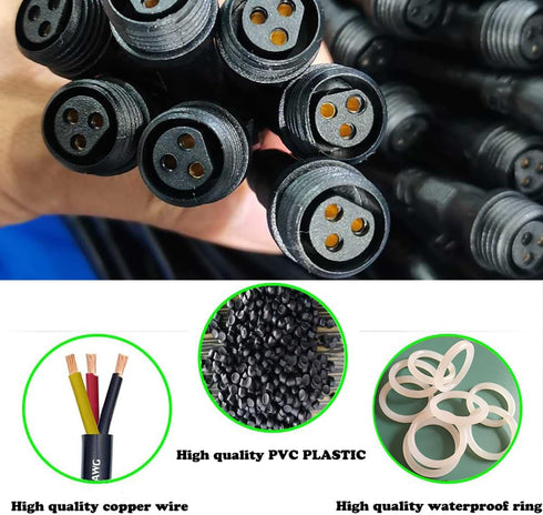 2Pin Waterproof Connector,2 Wire Male Female Plug LED Connector,with 12AWG IP68 25CM Extension Cable, for Car, Boat,Truck,Indoor/Outdoor LED Strip...