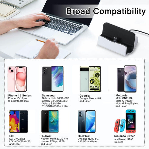 USB C Charging Dock Stand, Fast Charing Station for iPhone 15 Series, Samsung Galaxy, Switch/Switch Lite, LG, HTC, and More Type-C Phones...