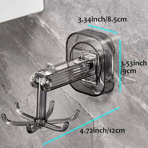 Reusable Utensil Hooks with 6 Hooks; 2 Pack Utensil Rack Self Adhesive & Suction Cup Hook 360° Rotating Under Cabinet Key Hook Kitchen Utensil Hol...