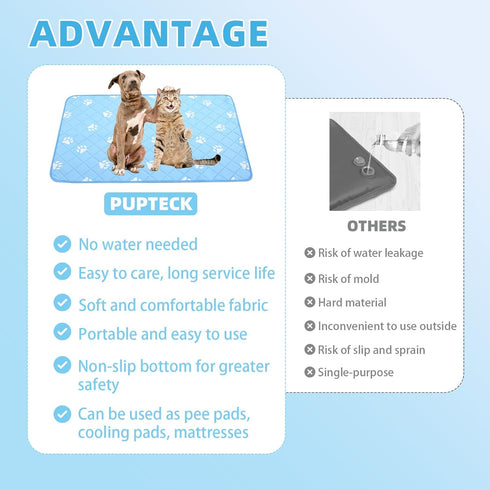 PUPTECK Upgraded Dog Cooling Mat Ice Silk Self Cool Pad for Small Medium Large Dogs and Cats, Non-slip Pet Bed for Summer or Hot Days Sleeping, Wa...
