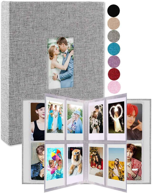 GPIRAL Mini Photo Album 208 Vertical Photos - Linen Front Window, Photo Album 2x3 Compatible with Fujifilm Instax Mini Film 7s 8 9 11, Polaroid 30...