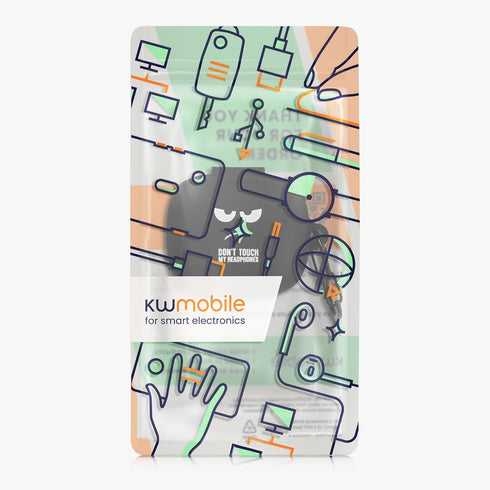 kwmobile Silicone Case Compatible with JBL Live Pro 2 TWS Case Cover - Don't Touch My Headphones White/Black/Black...