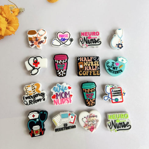 KnvsS Medical Nurse Themed Silicone Focal Beads Rubber Beads Kit Bulk for Beadable Pens Keychain Making DIY Keychain Supplies Focal Pen Beads, Nur...