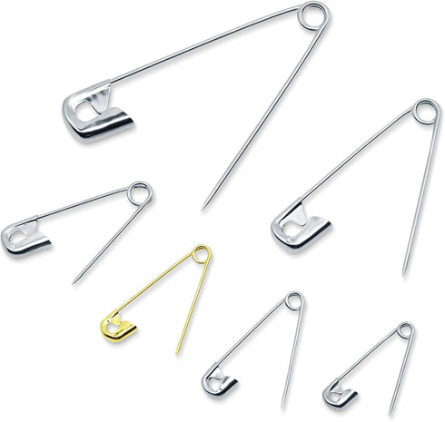Dritz 1480 Safety Pins with Storage Box, Nickel plated Steel & Brass, Assorted Sizes (100-Count)...