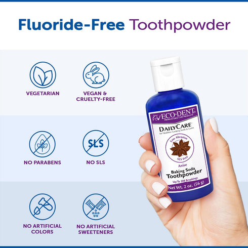Eco-Dent DailyCare Baking Soda Toothpowder, Anise – SLS & Fluoride-Free Toothpaste Powder with Minerals & Essential Oils, Toothpaste Alternative +...