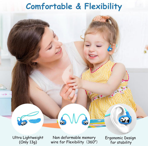 iDIGMALL Bluetooth 5.4 Kid Headphones, Open Ear Headphone w/Noise-Cancelling Mic for Children, 13g Ultra-Light Wireless Headset, Comfort-Fit for P...