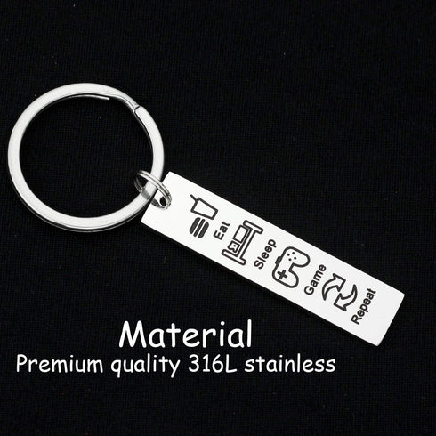 Kivosiiviz Gamer Keychain Eat Sleep Game Repeat Gifts for Teen Gammers Keychain...