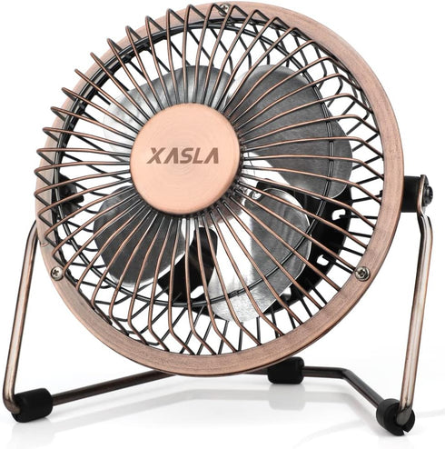 xasla 4 Inch Small USB Desk Fan, Mini Quiet Fan with Metal Construction & Strong Airflow & 360°Adjustable Tilt Angle, Personal Cooling Fan for Des...