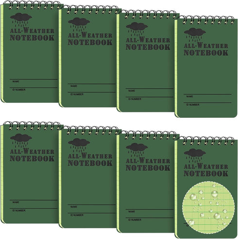8 Pack Waterproof Notebook 3x5 All-Weather Pocket Notepad Write in The Rain Waterproof Notepad Stone Paper Police Notepad Suitable for Office Outd...