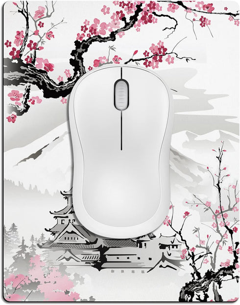 Small Mouse Pad Cute, Mini Mouse Pads for Wireless Mouse and Laptop, Travel Mousepads with Designs - Japanese Cherry Blossom/Sakura, Portable Mous...