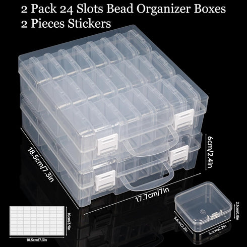 Bead Organizer Box, 24 Slots Diamond Painting Bead Storage Containers, Diamond Painting Art Accessories Boxes Craft Bead Storage Box Organizer Bea...
