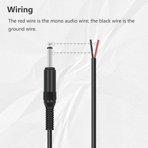 2 Pack 3ft Speaker Wire to 6.35mm 1/4 inch TS Mono Male Plug Adapter Connector to Bare Wire Open End Audio Cable for Microphone Speakers...
