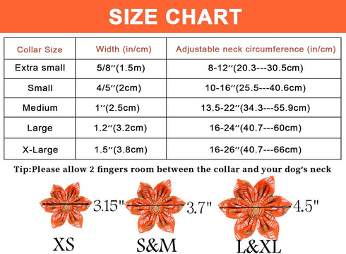 ARING PET Thanksgiving Dog Collar-Cotton Turkey Dog Collar with Flower, Adjustable Fall Orange Turkey Pet Collars Puppy Collars...