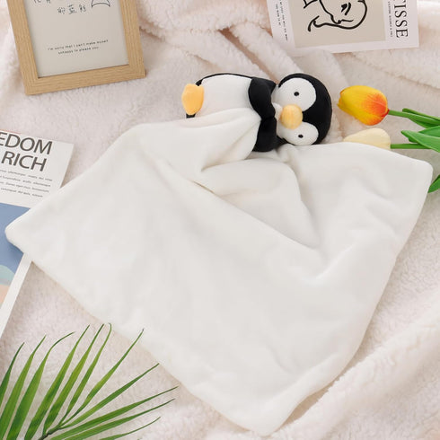 Apricot Lamb Stuffed Animals Security Blanket Black Penguin Infant Nursery Character Blanket Luxury Snuggler Plush(Black Penguin)...