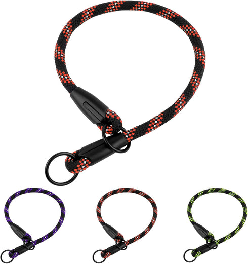 BronzeDog Rope Pro Training Dog Collar Braided No Pull Quick Release Round Lead Collars for Dogs Small Medium Large Puppy (M - 19.7" Long, Orange)...