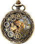 Avaner Steampunk Retro Half Hunter Copper Gear Skeleton Hand Wind Mechanical Roman/Arabic Numeral Analog Display Pocket Watch with 14" Chain...