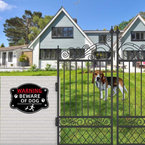 2 Pack Beware of Dog Signs, 10x8 Inch Reflective Aluminum Metal Dog Warning Signs, Durable Ink & Fade Resistant & Weatherproof Beware of Dog Signs...