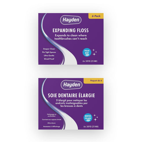 Hayden Expanding Dental Floss. Expands To Clean Between Tight Teeth. 6 Pack Value. Fresh Feeling Polar Mint Woven Floss. Anti Tartar Actives for G...