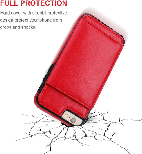 KIHUWEY Compatible with iPhone 6 Plus/6S Plus Wallet Case with Credit Card Holder, Premium Leather Kickstand Durable Shockproof Protective Cover f...