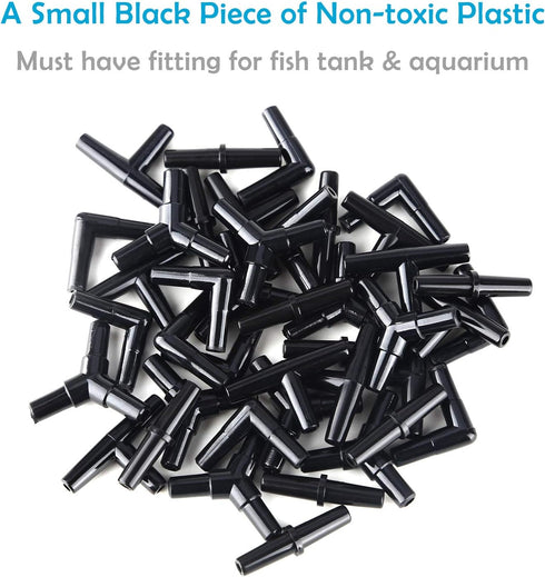 Pawfly 40 Piece Aquarium Airline Tubing Connectors Black Plastic Inline Valve...