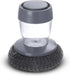 Stainless Steel Scrubber with Soap Dispensing Handle, Heavy Duty Pot Scrubber, Palm Brush with Replaceable Steel Wool Scouring Pad Used for Dishes...