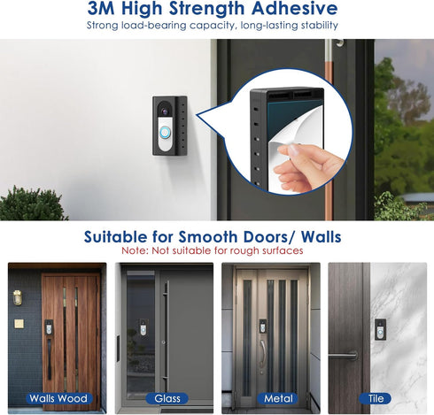 KIMILAR 2024 Upgrade No Drill Adhesive Video Doorbell Mount Compatible with Ring/Blink Wireless Video Doorbell, Anti-theft Mounting Bracket Access...