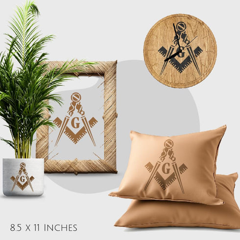 Masonic Freemason Square Stencil Template 8.5x11 Inches - Reusable for Painting on Walls, Wood, Glass & Crafts...