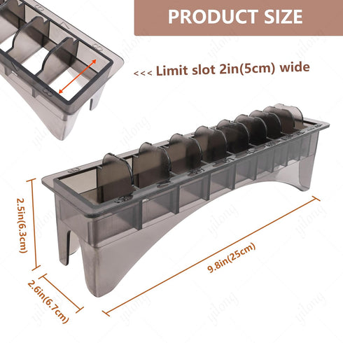 Hair Clipper Guard and Comb Holder Case - Professional Organizer for Universal Hair Clippers with 10 Slots - Rectangular Plastic Guide Comb Storag...